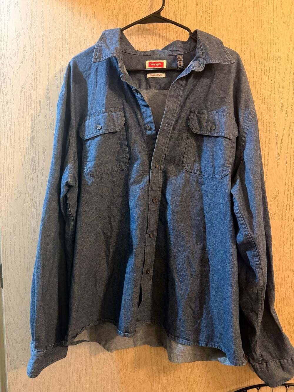 Wrangler Men's Long Sleeve Denim Shirt, Size 2XL